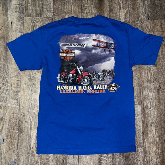 Harley-Davidson Blue‎ Lakeland Graphic Tee Double Sided Size Medium - Picture 3 of 5